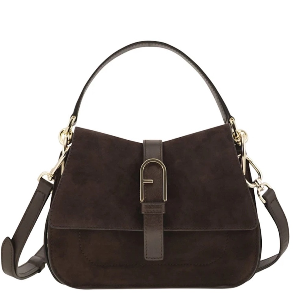 Black Friday sale! NWT FURLA Made in Italy Flow Tote Bag Crossbody Suede Brown